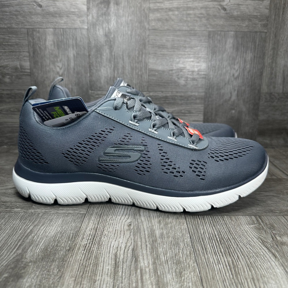 Skechers Sneakers Mens 8 Gray Wide Fit Mesh Lightweight NEW 66711WMC
